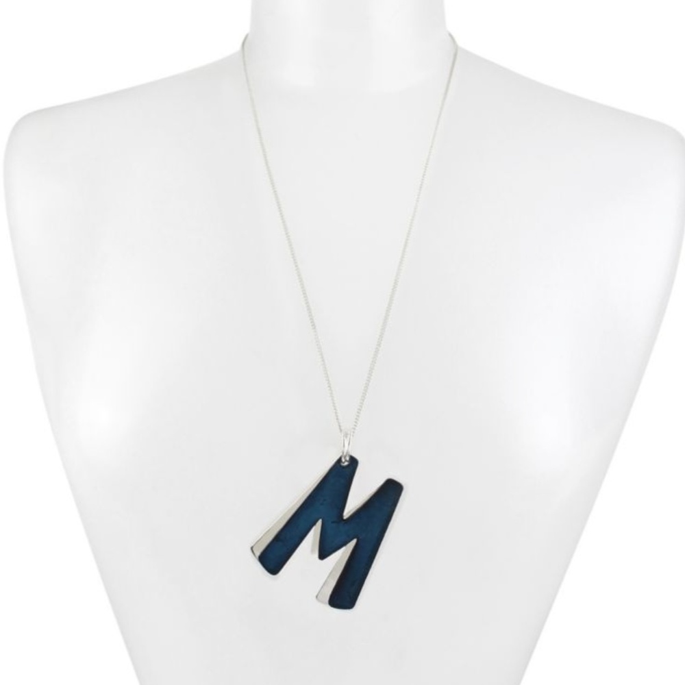 Say My Name Silverplated Letter M Double Necklace